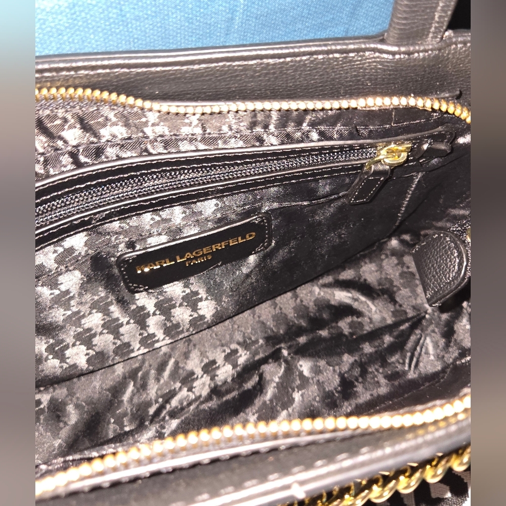 Karl Lagerfeld Black Bag with Logo Strap And Mini Coin Pouch - Picture 4 of 7
